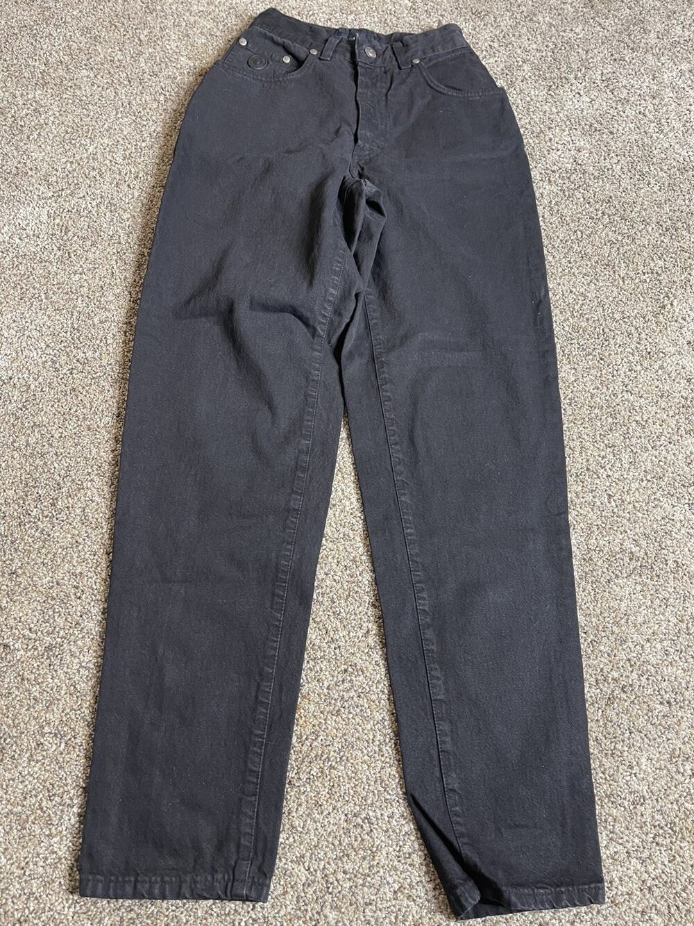 Trussardi Italy Jeans Size 27 Black High Rise Buttons Tapered 90s 80s Mom